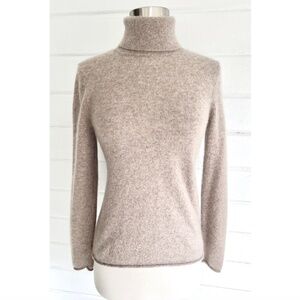 MAGASCHONI 100% Cashmere Turtleneck in Light Heather Taupe - XS/S